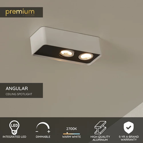 Lucide ANGULAR - Ceiling spotlight - LED Dim. - 2x5W 2700K - White | Premium - USP